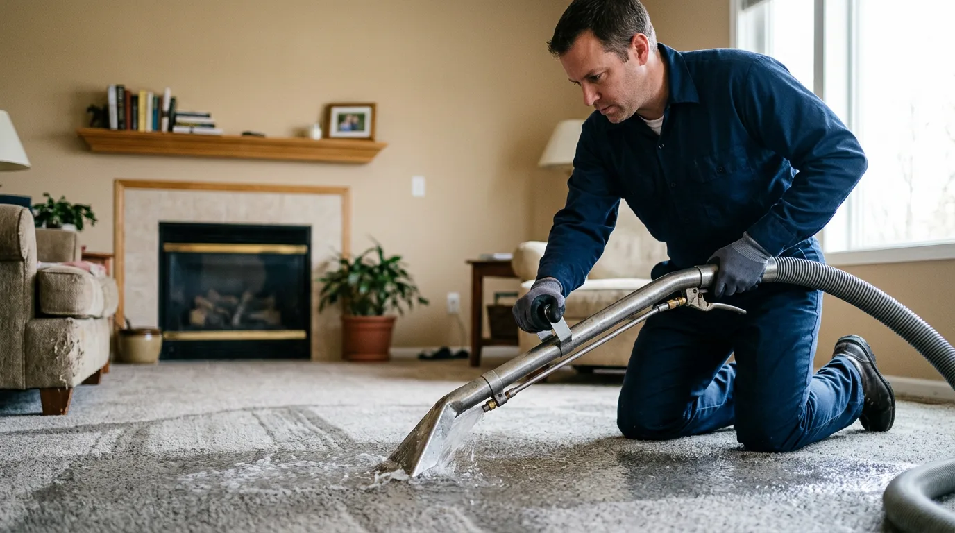 Water damage restoration technician working near Belcamp, MD